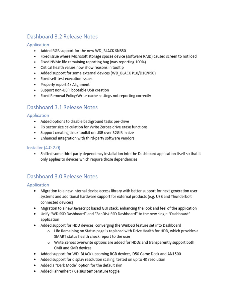 WD Dashboard 3.2 Release Notes Summary | PDF | Solid State Drive | Hard ...