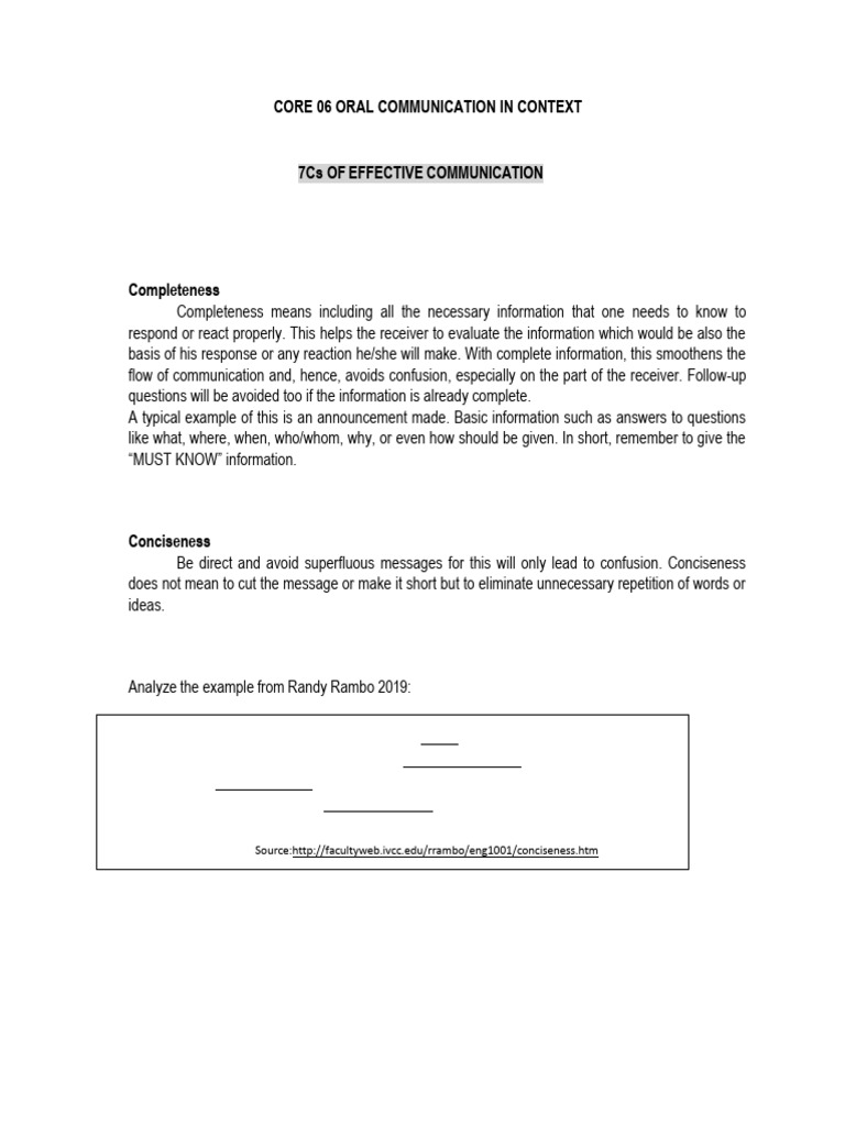 7cs of Effective Communication | PDF | Communication | Information