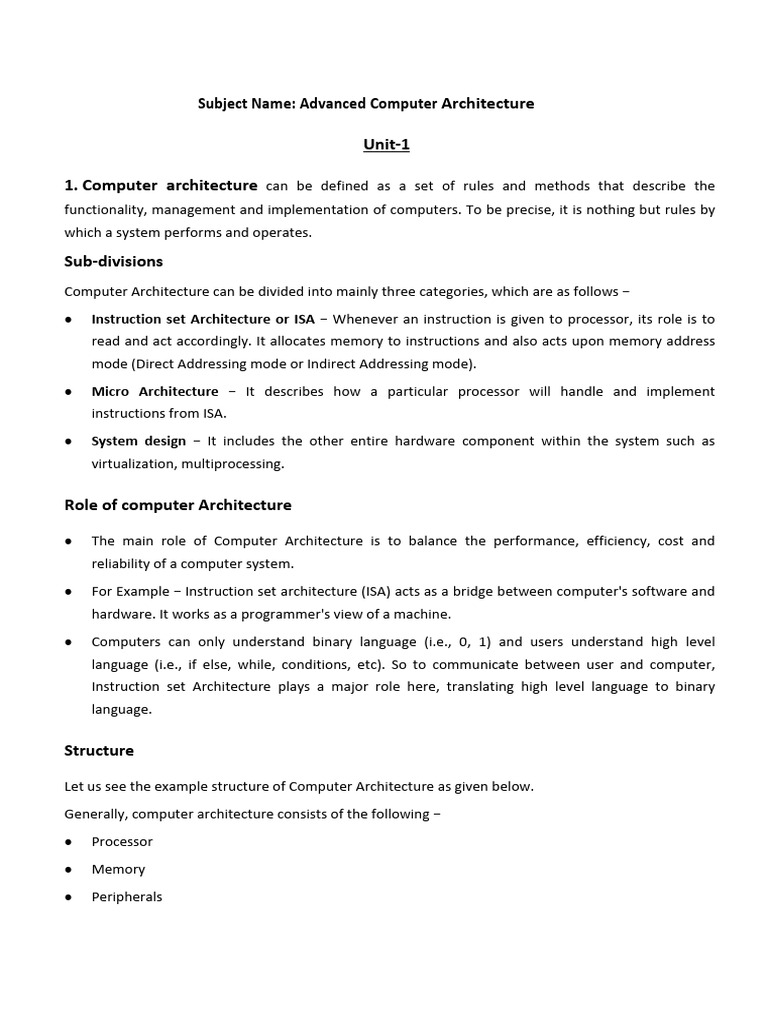 ACA_Notes_UNIT-1 | PDF | Parallel Computing | Computer Architecture