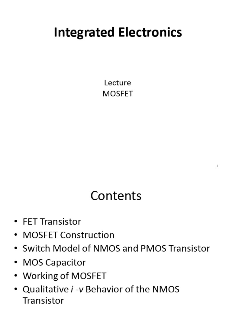 Lecture MOS | PDF | Field Effect Transistor | Mosfet