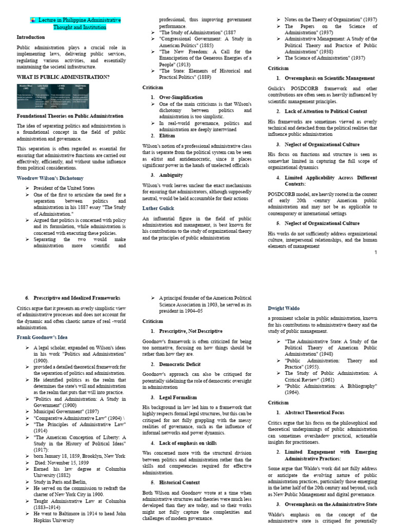 Philippine Public Administration Theories | PDF | Governance | Government