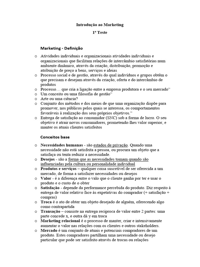 Introdução ao Marketing e Suas Evoluções | PDF | Segmentação de mercado ...