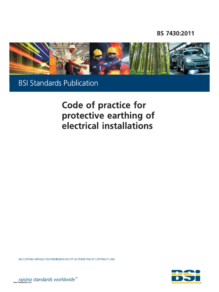 BS 7430 Code of Practice For Protective Earthing of Electrical ...