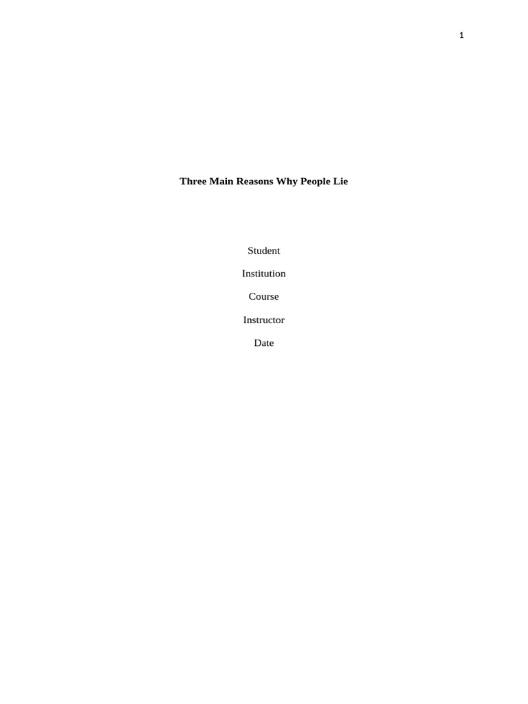 Three main reasons why people lie pdf lie reason