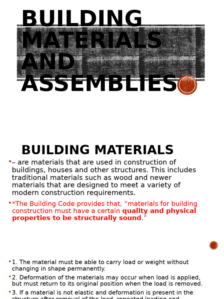 Building Materials and Assemblies Overview | PDF | Deformation ...