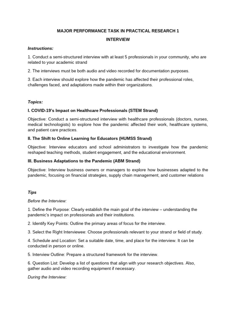 Major Performance Task in Practical Research 1 | PDF | Interview ...