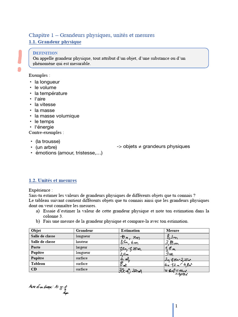 Tableau des grandeurs physiques et unités | PDF | Système international ...