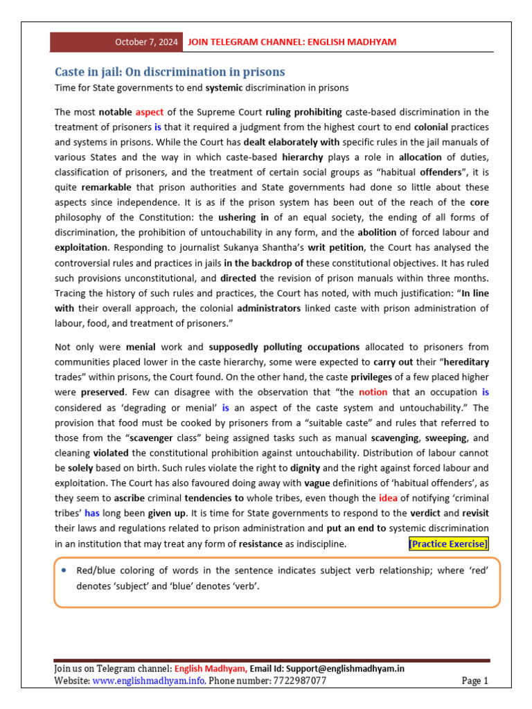 Caste in Jail | PDF | Caste | Prison