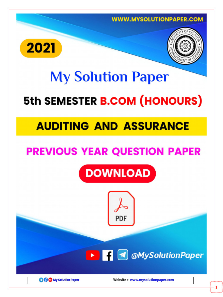 2021 (H) Auditing and Assurance 5th Semester Question Paper by My ...
