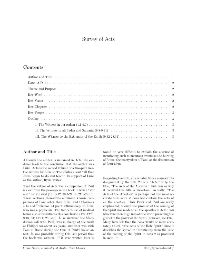 Acts Survey | PDF | Acts Of The Apostles | Paul The Apostle
