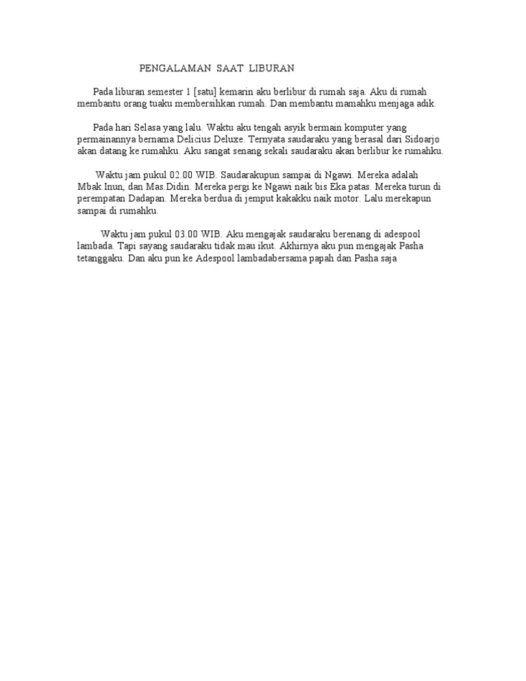 Pengalaman Saat Liburan