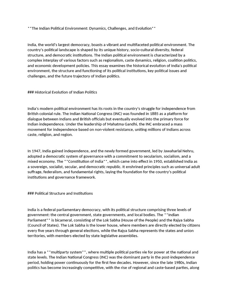 Dynamics of India's Political Landscape | PDF | Politics Of India | Dalit