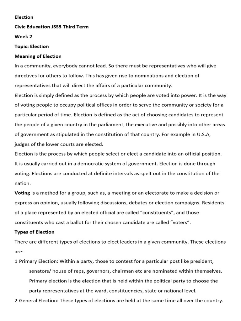 Understanding Elections: Types and Processes | PDF | Elections | Voting