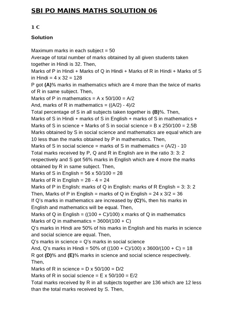 Sbi Po Mains Maths Solution 06 | PDF | Demand | Elasticity (Economics)