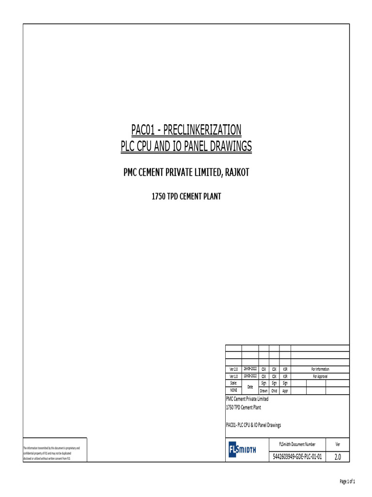 PLC CPU & IO Panel Drawings for Cement Plant | PDF | Power Supply ...