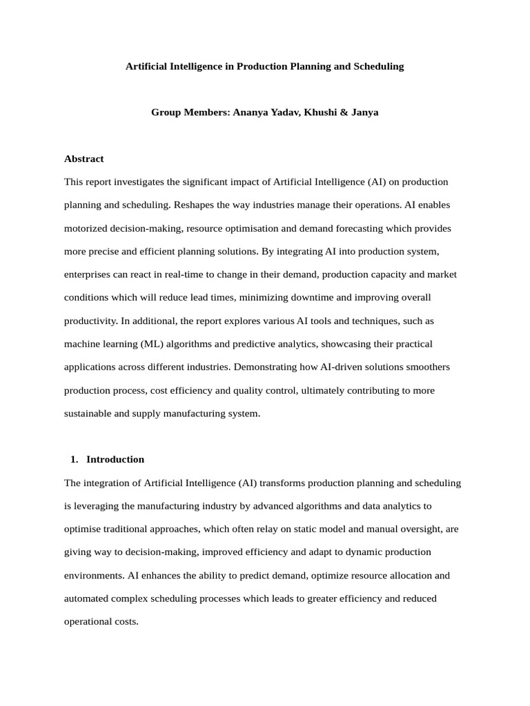Picture Idea: AI In Production Planning Scheduling Pdf