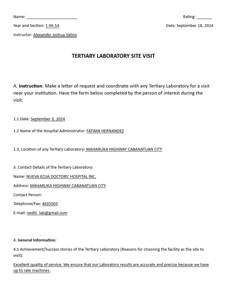 Tertiary Laboratory Site Visit Guide | PDF | Medical Laboratory | Pathology