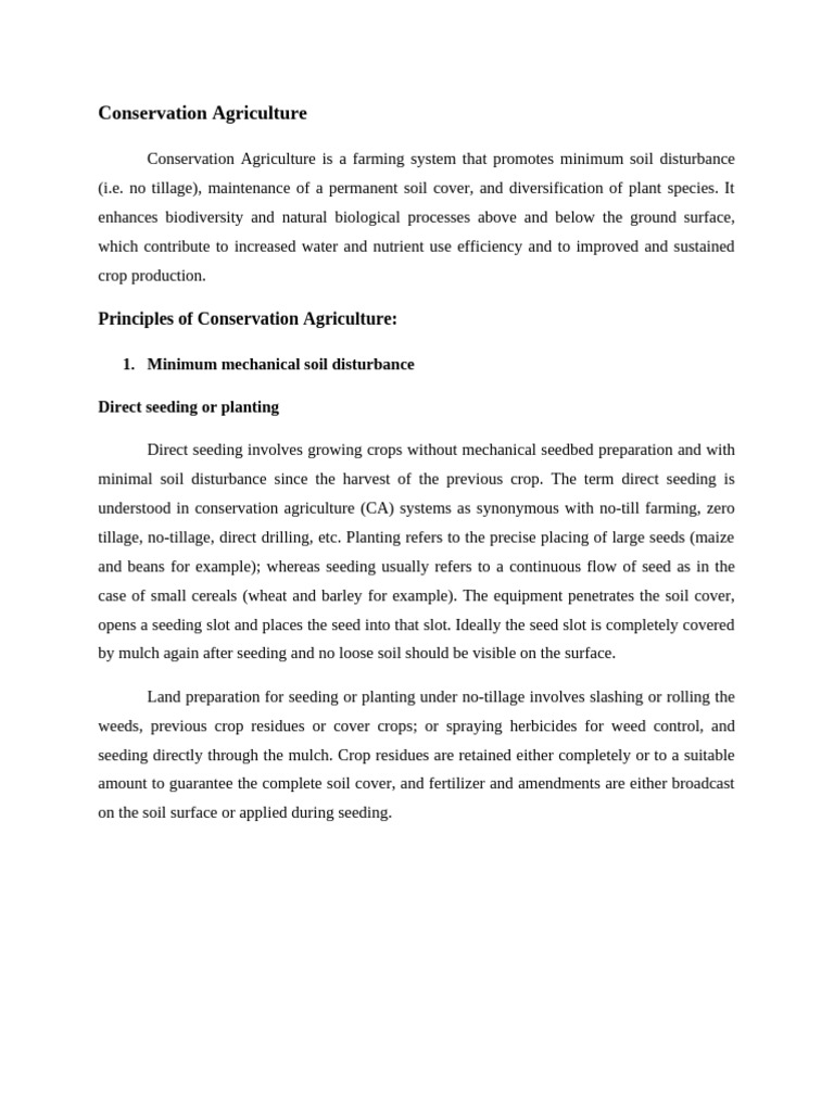 Conservation Agriculture | PDF | Crop Rotation | Agriculture