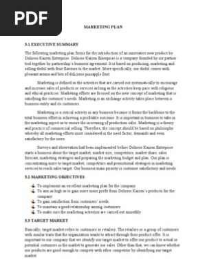 Marketing Plan Pdf Marketing Strategic Management