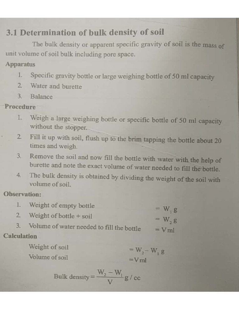 Practical No 4 Determination of Bulk Density of Soil | PDF