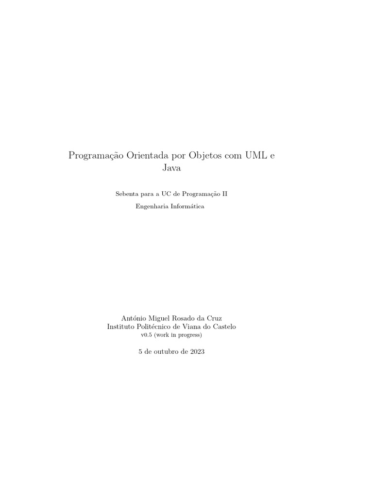 POO com UML e Java: Guia Completo | PDF | Classe (programação de ...