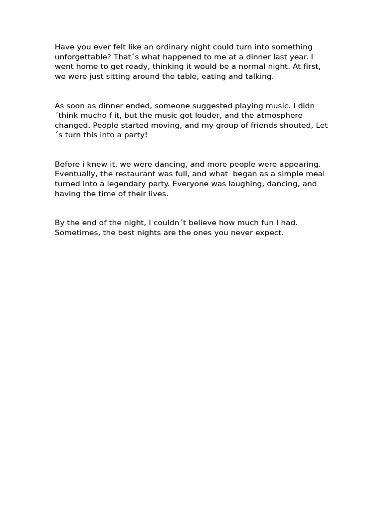 Unforgettable Night: Dinner to Party | PDF