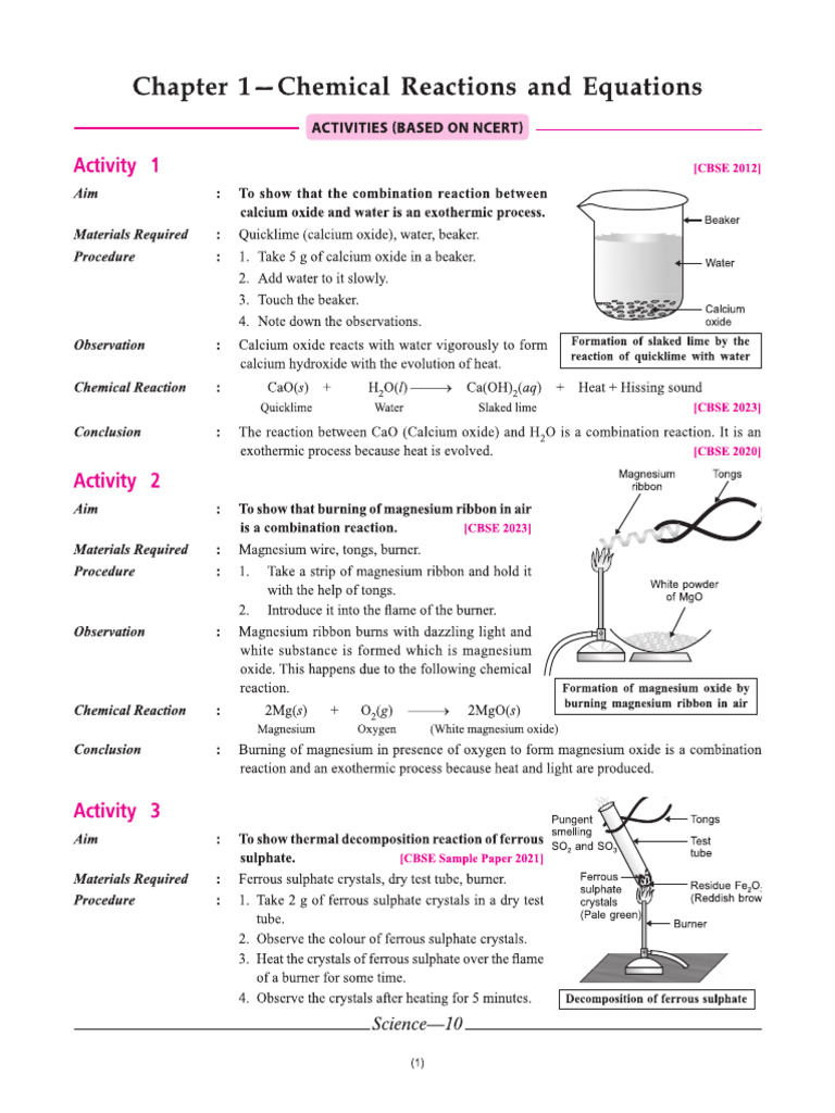 Cbse Cl10 Together Science Ncert Activities CH 1 | PDF