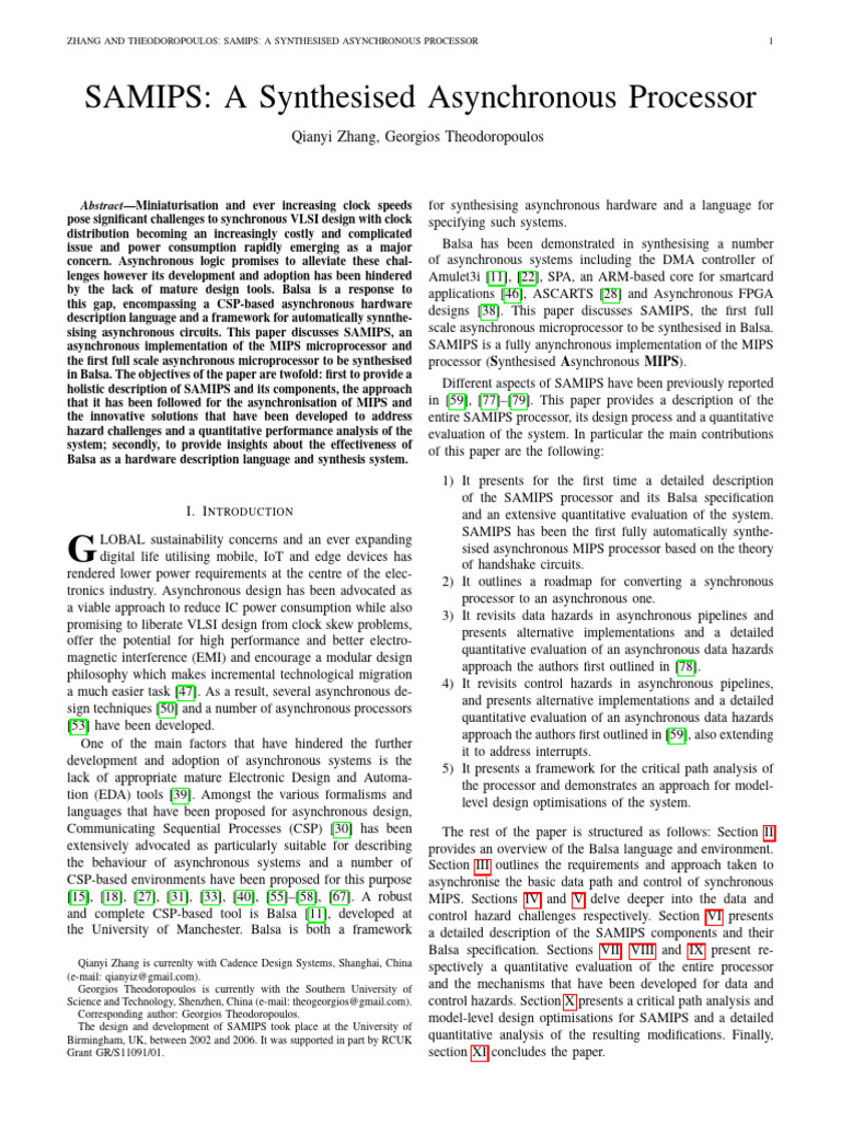 SAMIPS: Asynchronous MIPS Processor | PDF | Central Processing Unit ...