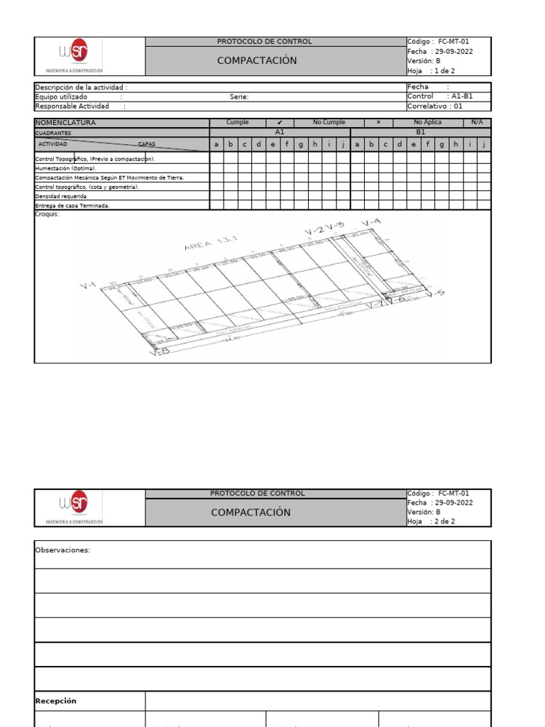 PR-MT-03 Protocolo de Recepción de Trabajos Corte y Relleno | PDF ...