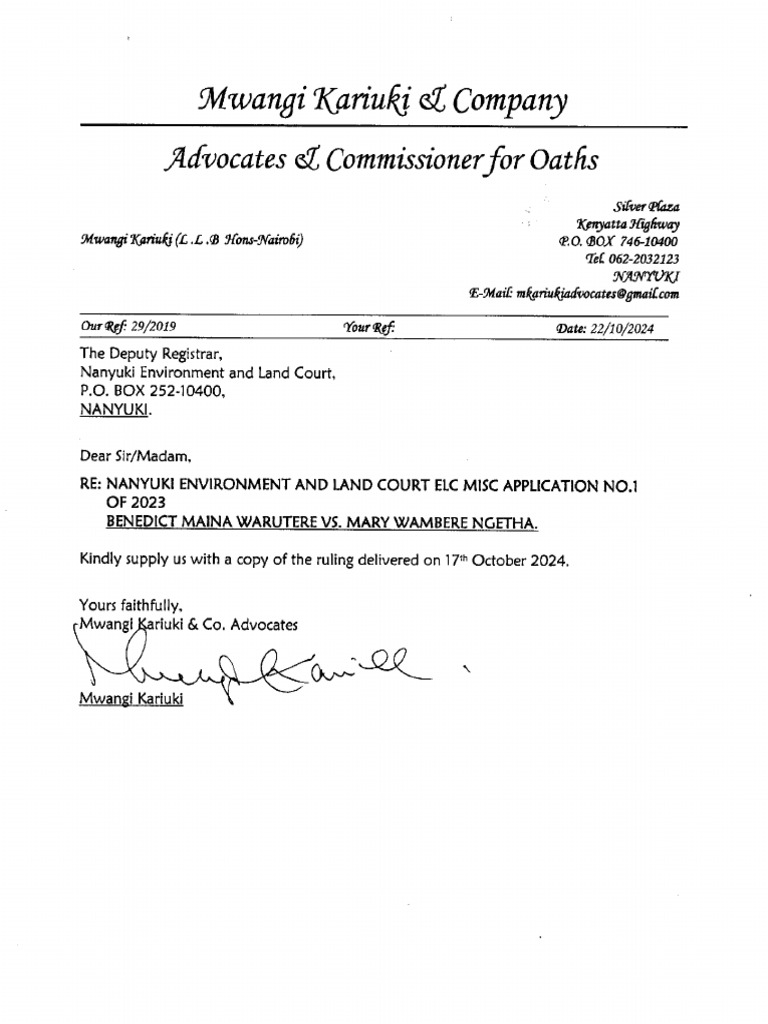 Ruling Request Mary Wambere 2024 | PDF