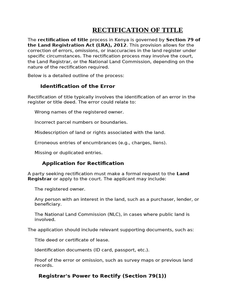 Title Rectification Process in Kenya | PDF | Identity Document ...