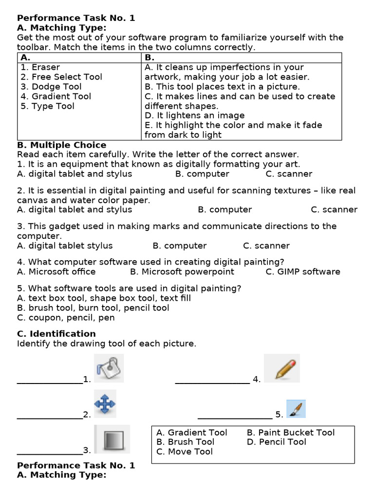 Digital Art Tools and Software Quiz | PDF | Image Scanner | Pencil