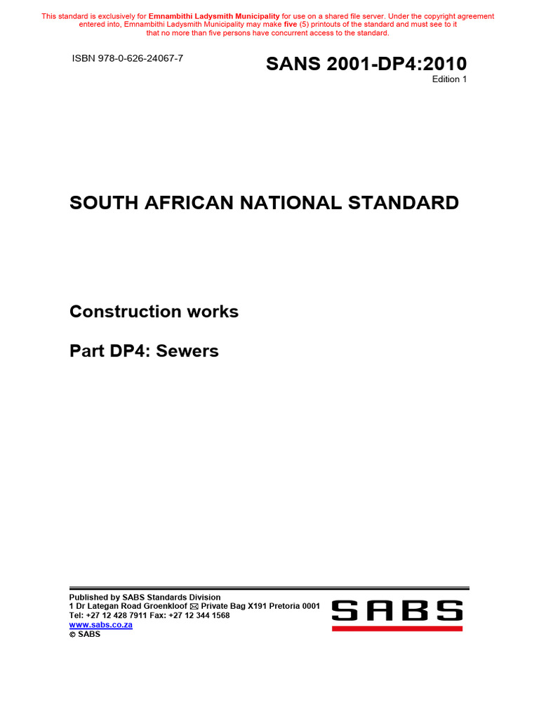 Sans2001 DP4 | PDF | Pipe (Fluid Conveyance) | Polyethylene