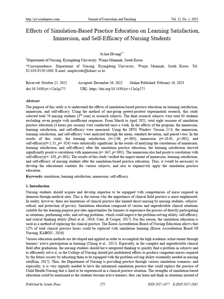 Effects of Simulation Based Practice Education On Learning Jr3nwa7l ...