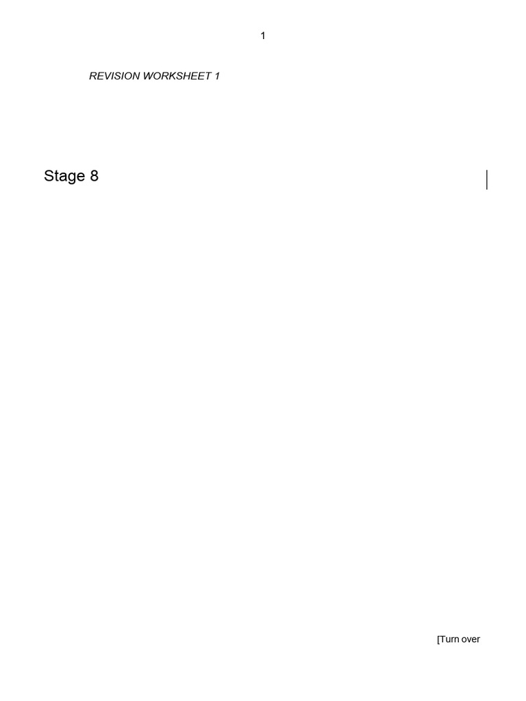 Stage 8 Math Revision Worksheet | PDF | Mathematics