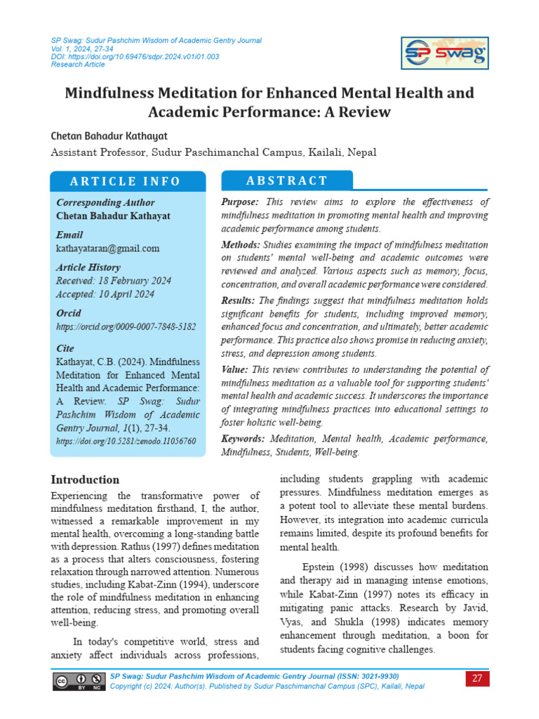 2j7-34 Effectiveness of Mindfulness Meditation | PDF | Mindfulness ...
