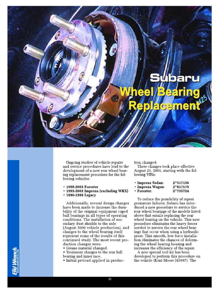 Subaru Wheel Bearing Replacement | PDF