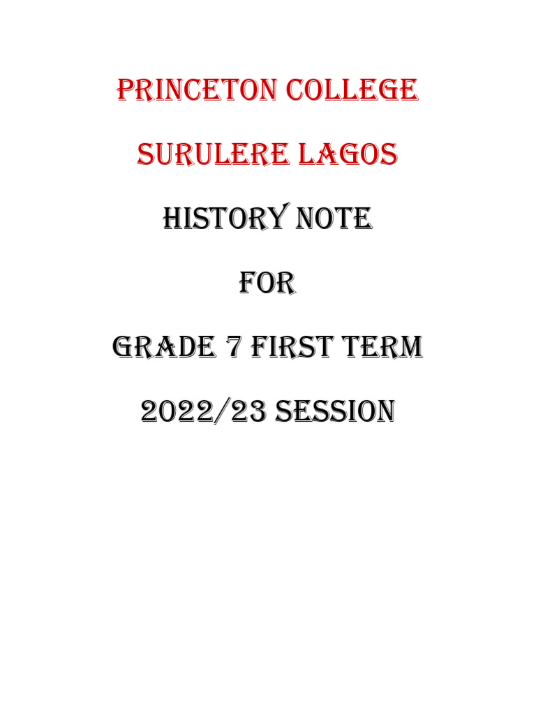 JSS1 First Term History Lesson Notes | PDF | Storytelling | Archive