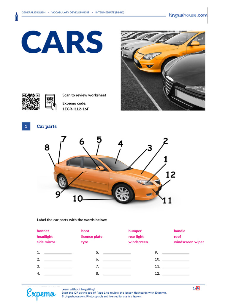 Intermediate English: Car Vocabulary Guide | PDF | Car | Transport