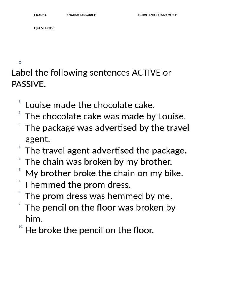 GX Active and Passive Ws | PDF | Language Arts & Discipline