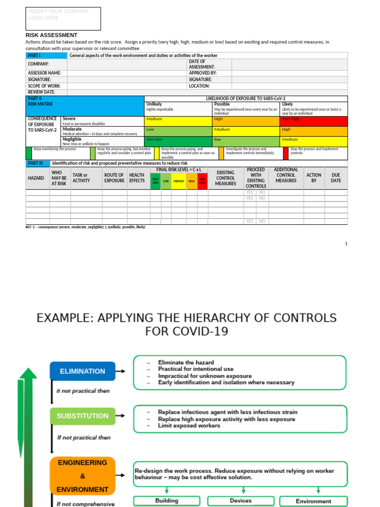 Risk Assessment Template General Workplaces Pdf Personal Protective