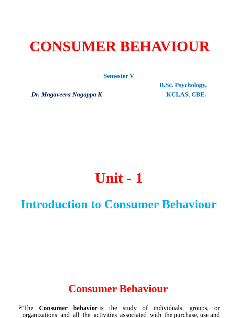 CB Unit-1 | PDF | Consumer Behaviour | Marketing
