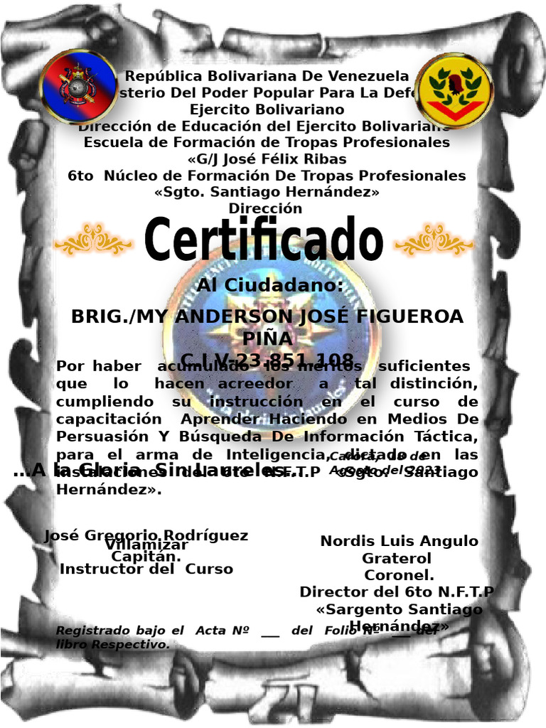 Certificados Aprender Haciendo | PDF | Militar | Venezuela
