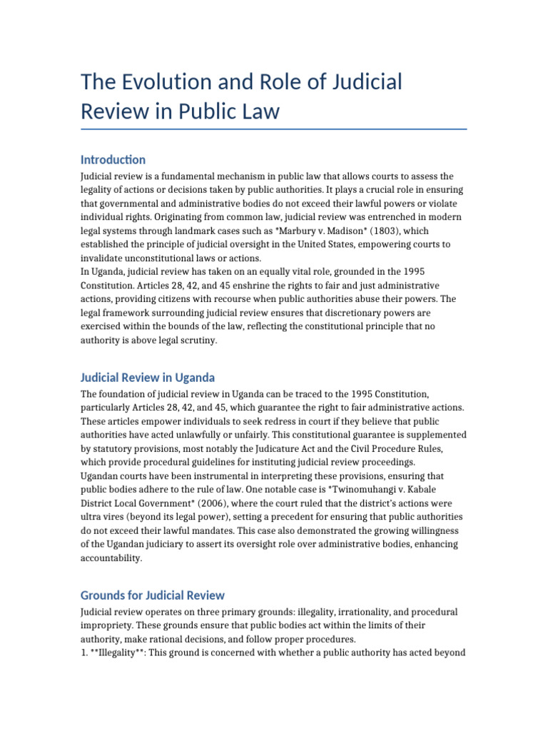 Judicial Review in Uganda: Evolution & Impact | PDF | Judicial Review ...