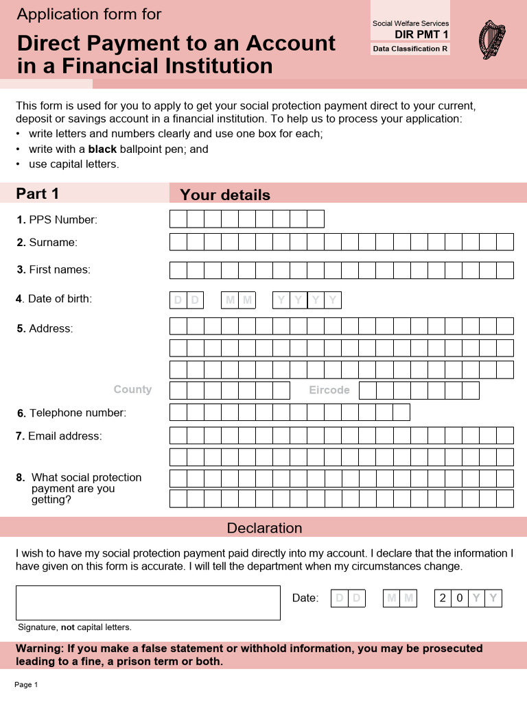Direct Payment Application Form | PDF | Welfare