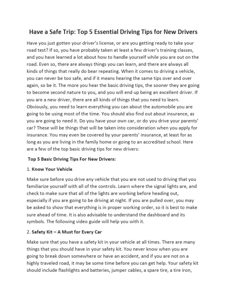 5 Driving Tips | PDF | Driving | Car