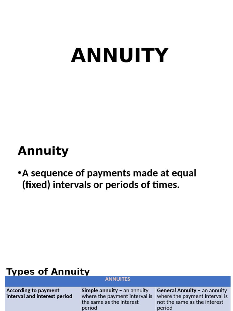Simple Annuity Ppt Statistics Pdf Financial Services Mathematical