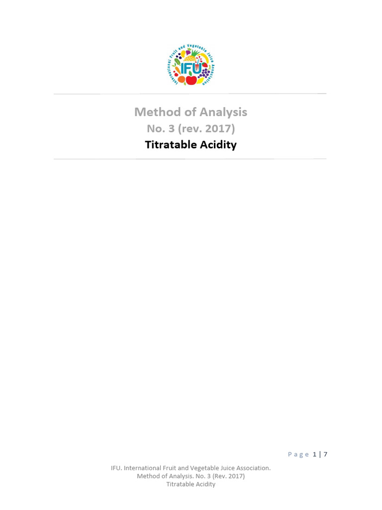 Titratable Acidity Calculation Method | PDF | Ph | Titration