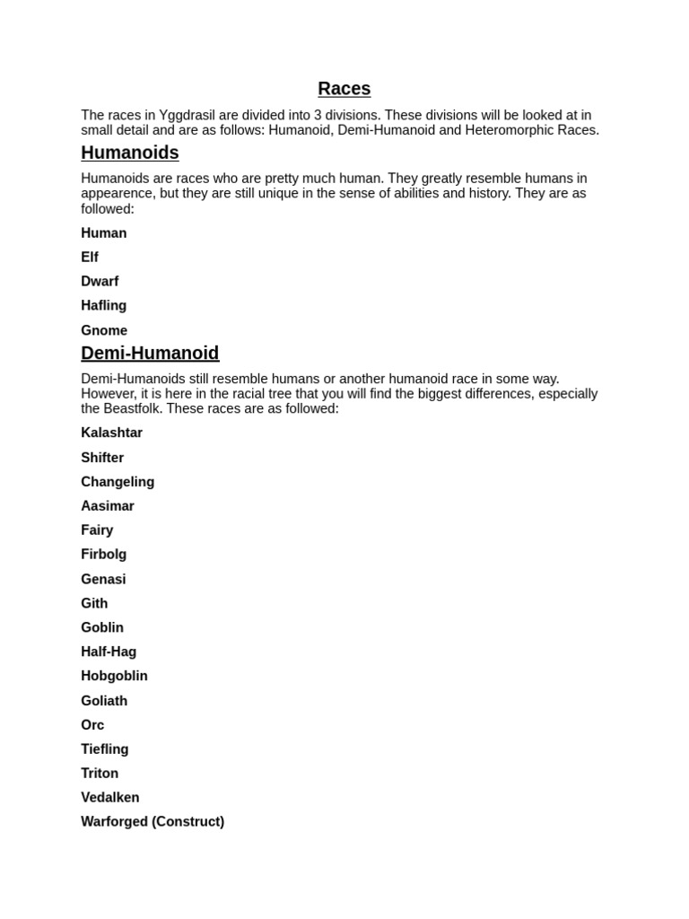 Races | PDF | Angel