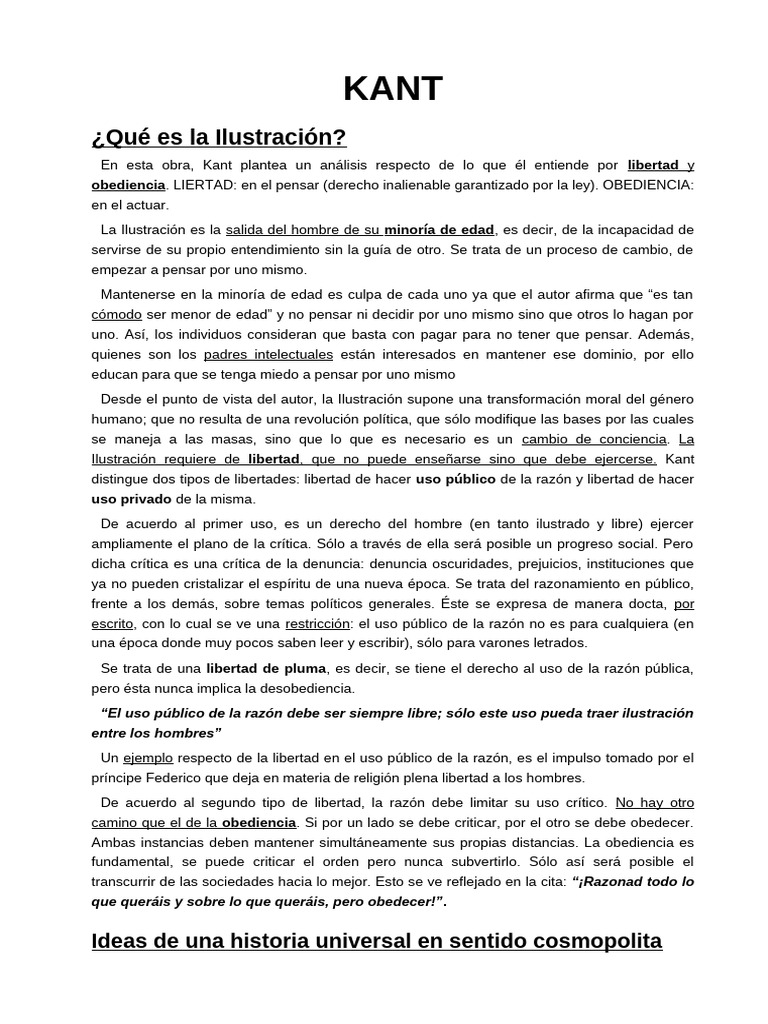 La Ilustración según Kant | PDF | Immanuel Kant | Libertad